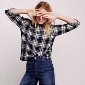 💥 Madewell Navy and White Plaid Shirt